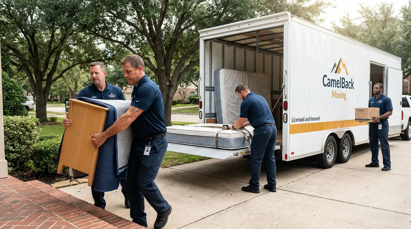 Crew loading residential truck for cross-state move from Inman, SC