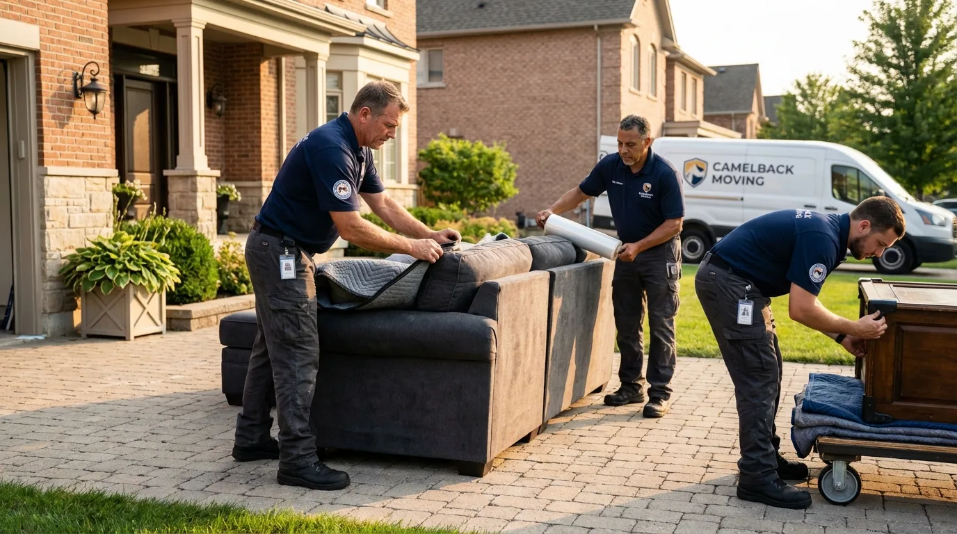 Large estate moving crew wrapping furniture in Inman, SC