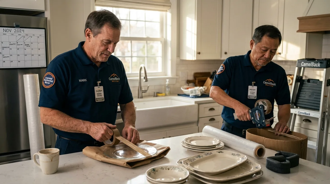 Professional crew packing kitchen dishware in Inman, SC